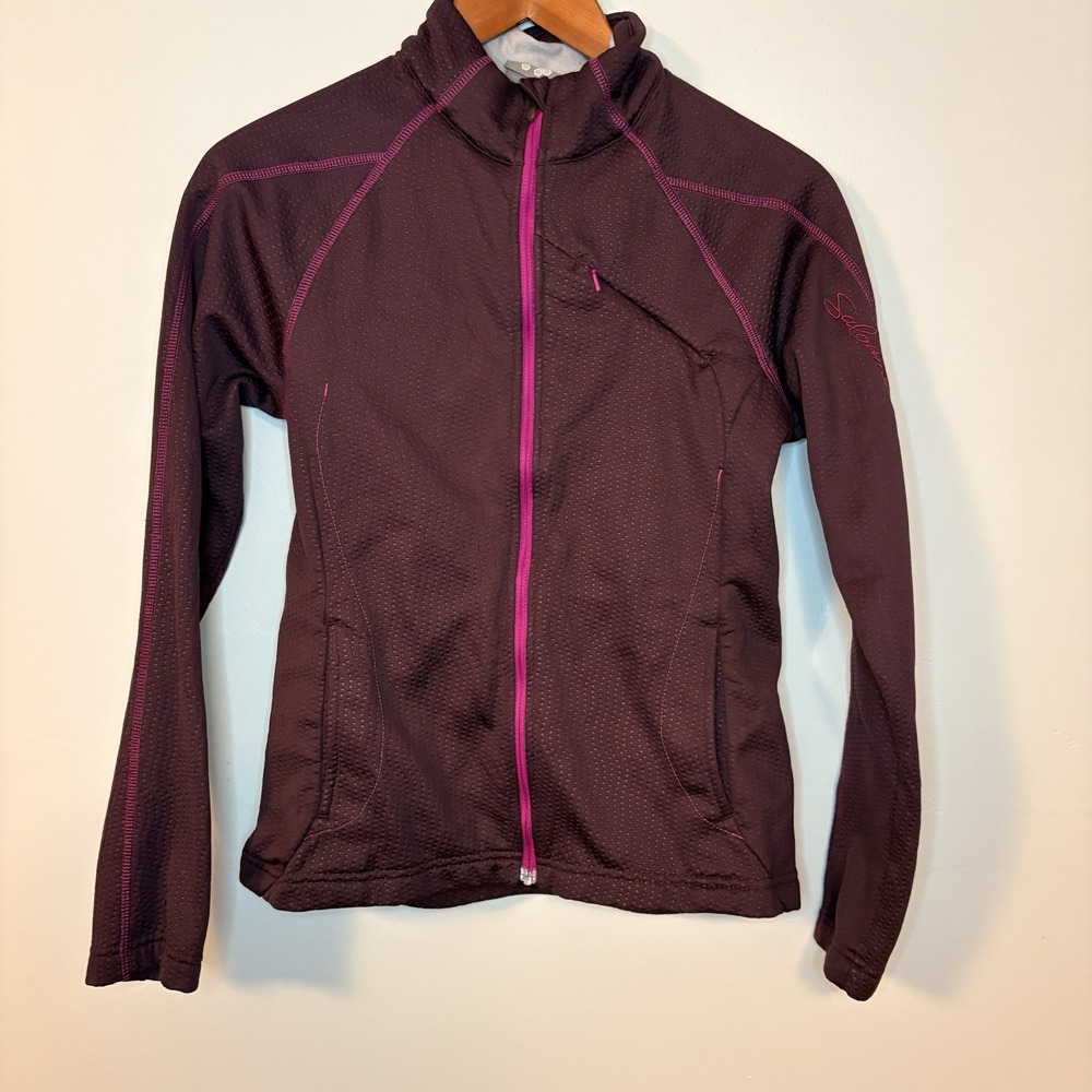 Salomon Actitherm Women M Jacket Running Full Zip Purple Softshell